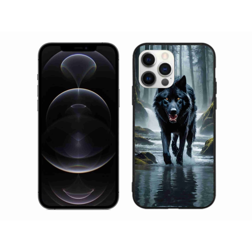 Zselés borítás mmCase iPhone 12 Pro Max készülékhez - fekete farkas