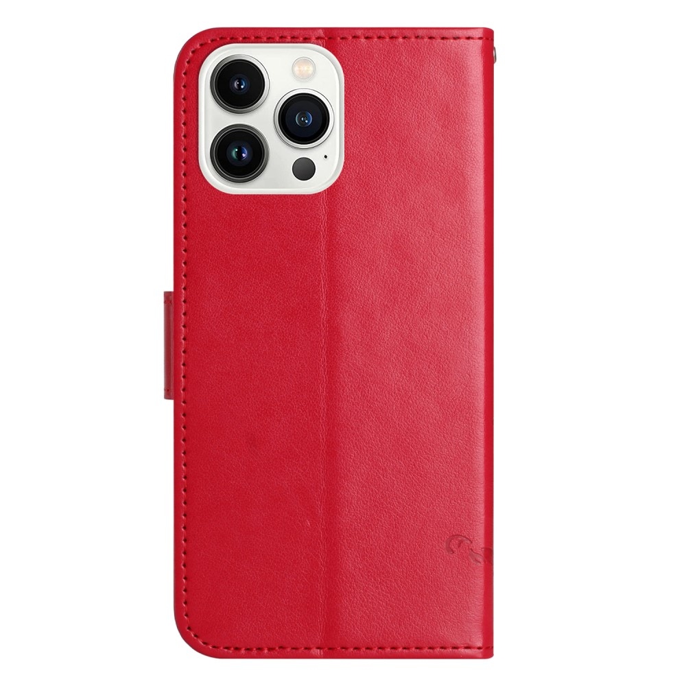 Virágos könyvtáska iPhone 16 Pro készülékhez - piros