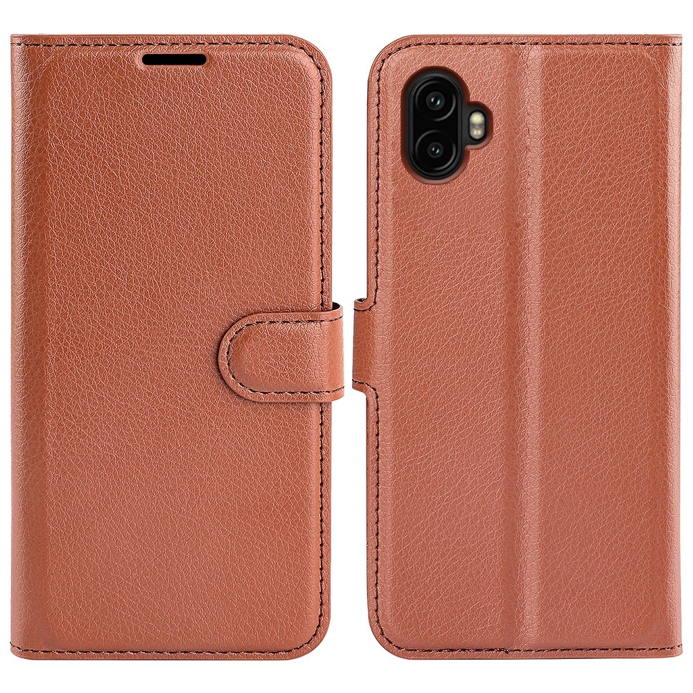 Litchi könyv tok Samsung Galaxy Xcover 7 Pro készülékhez - barna