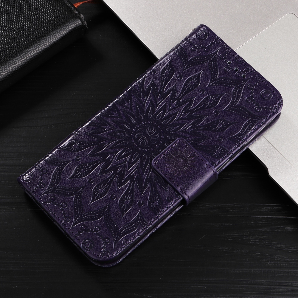 Napraforgó könyv tok Xiaomi Redmi 15C 4G/5G (173mm) - sötét lila