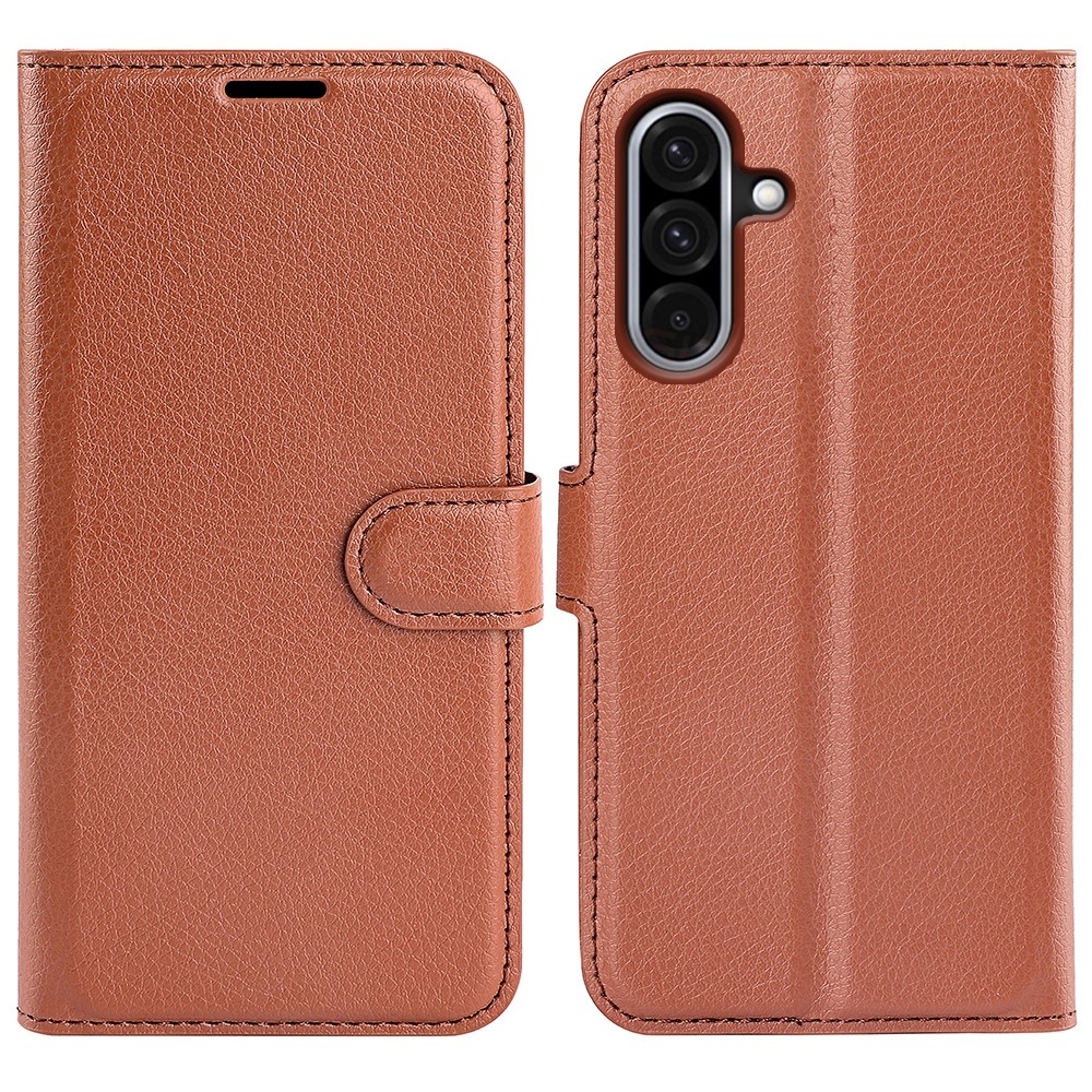 Litchi könyv tok Samsung Galaxy A36 5G-hez - barna
