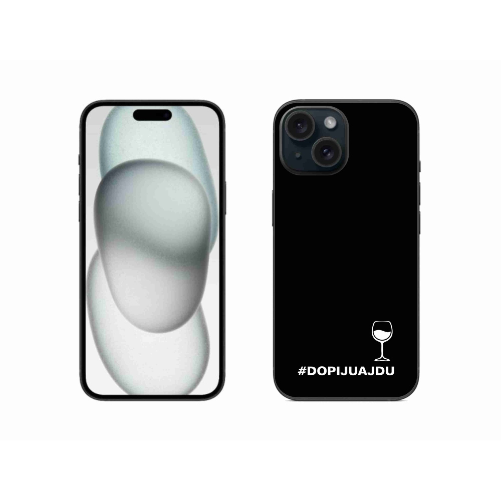 Gél borítás mmCase iPhone 15 készülékhez - bor motívum fekete háttér