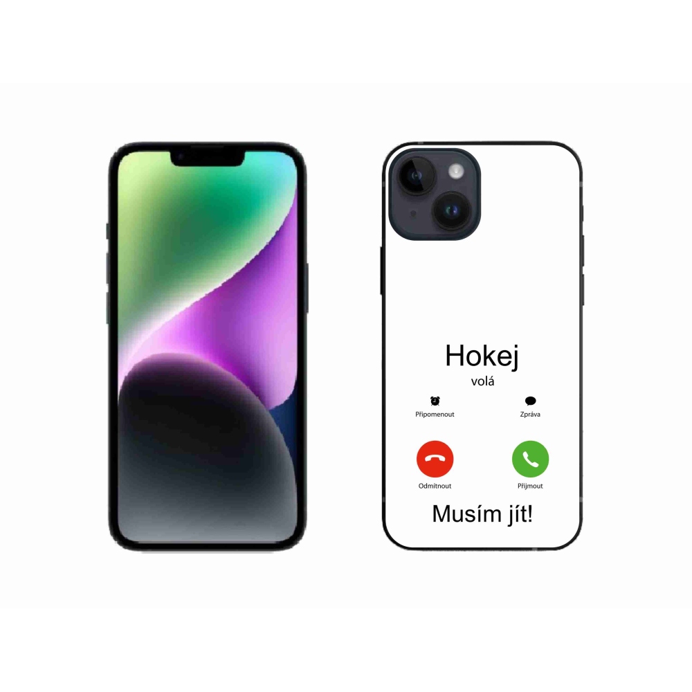 Gél borítás mmCase iPhone 14 készülékhez - hokihívások fehér háttérrel