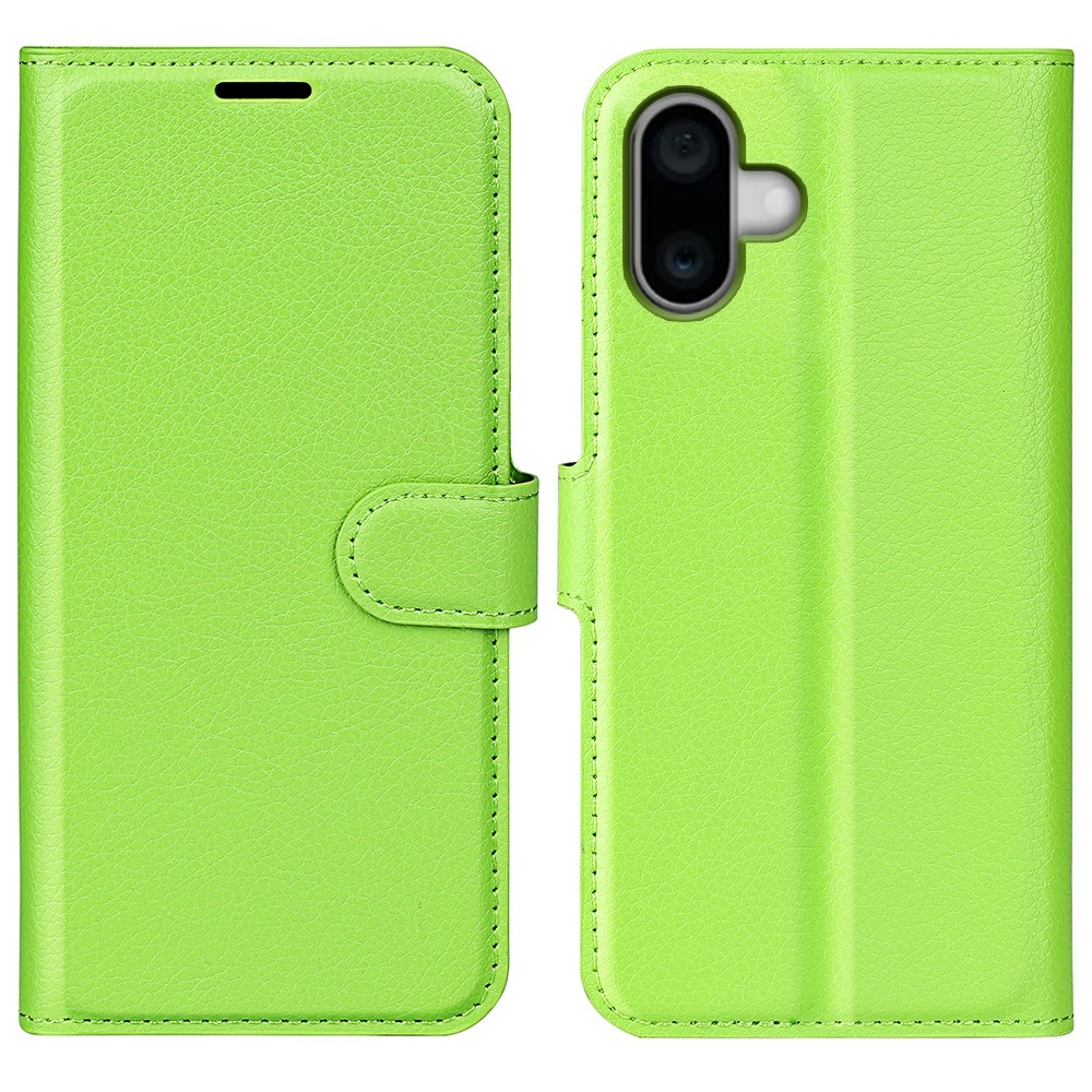 Litchi könyvtáska iPhone 16 Plus készülékhez - zöld