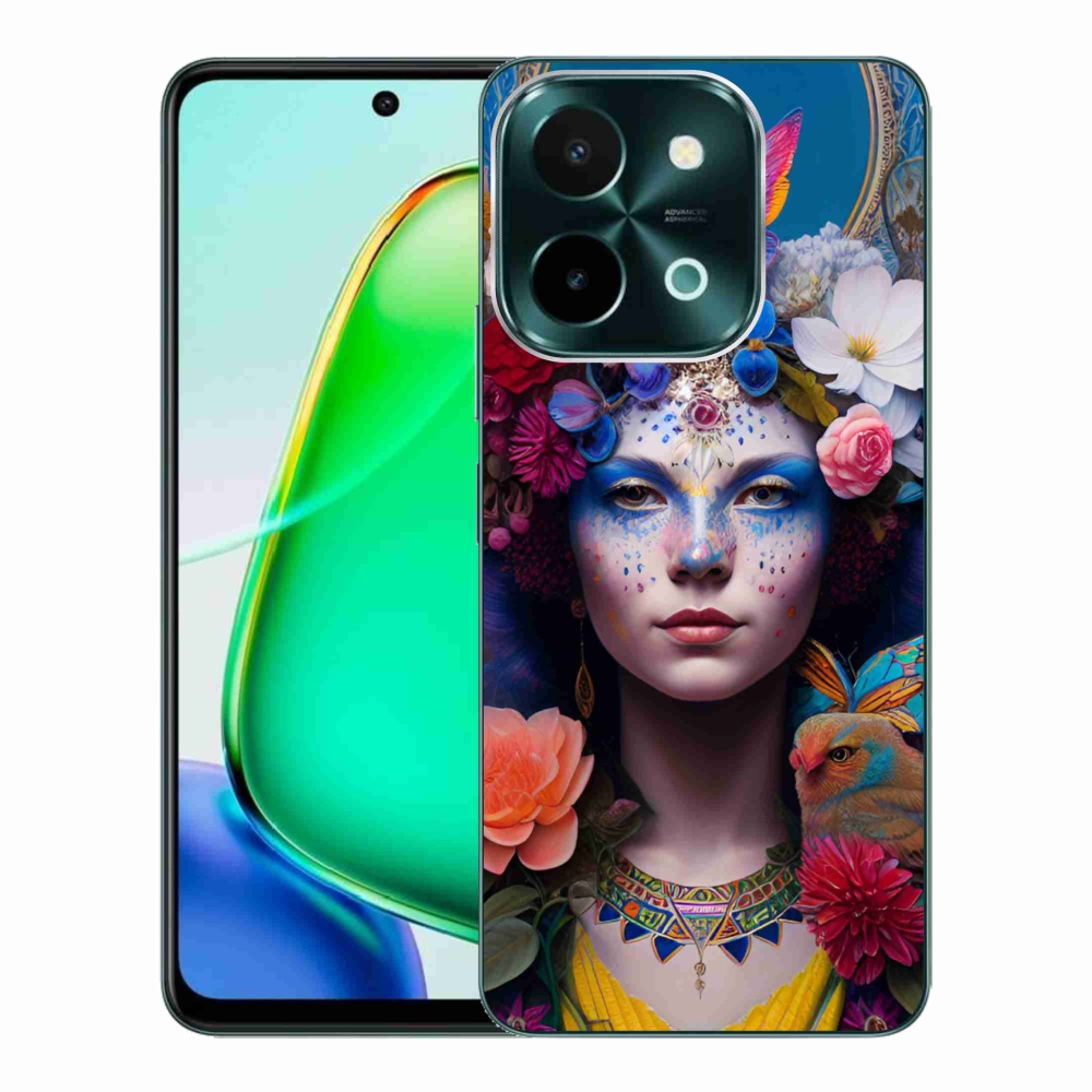 Gél borító mmCase a Vivo Y28-hoz - nő virágokkal