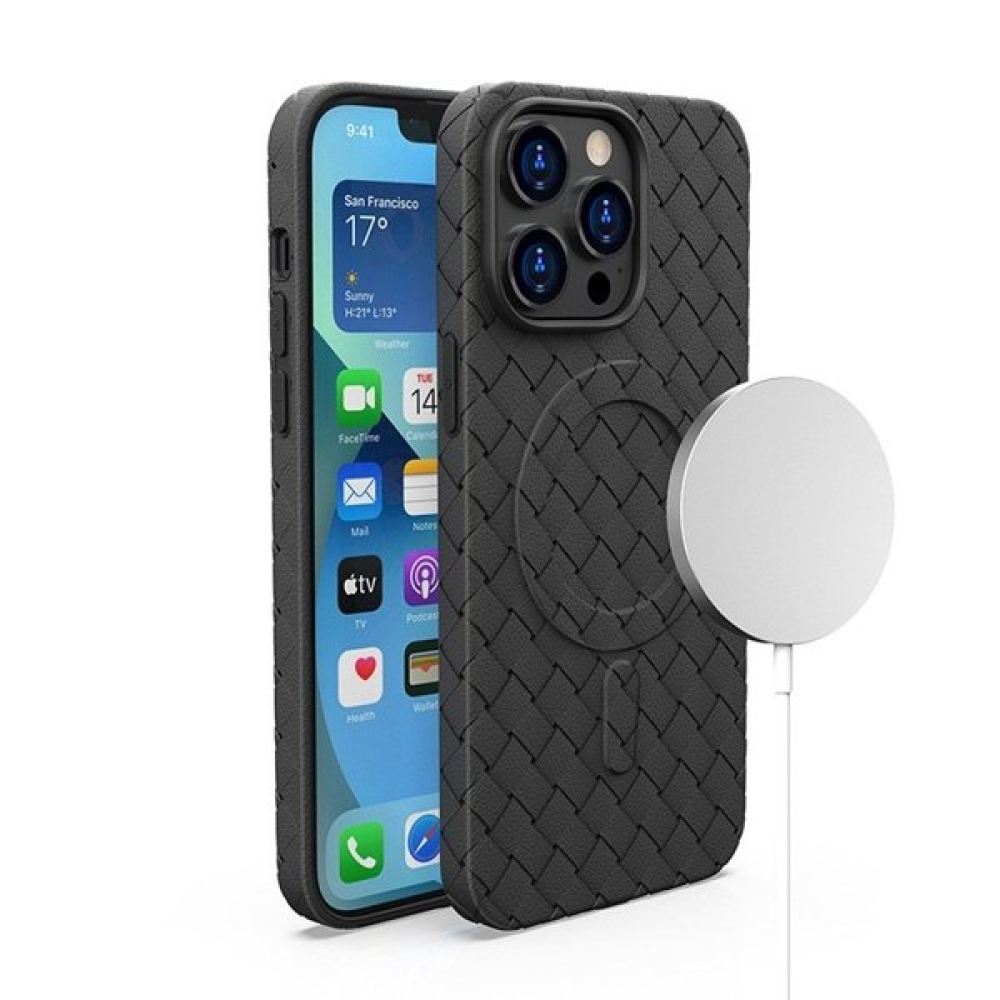 Szövött zselés tok MagSafe-val iPhone 15 készülékhez - fekete