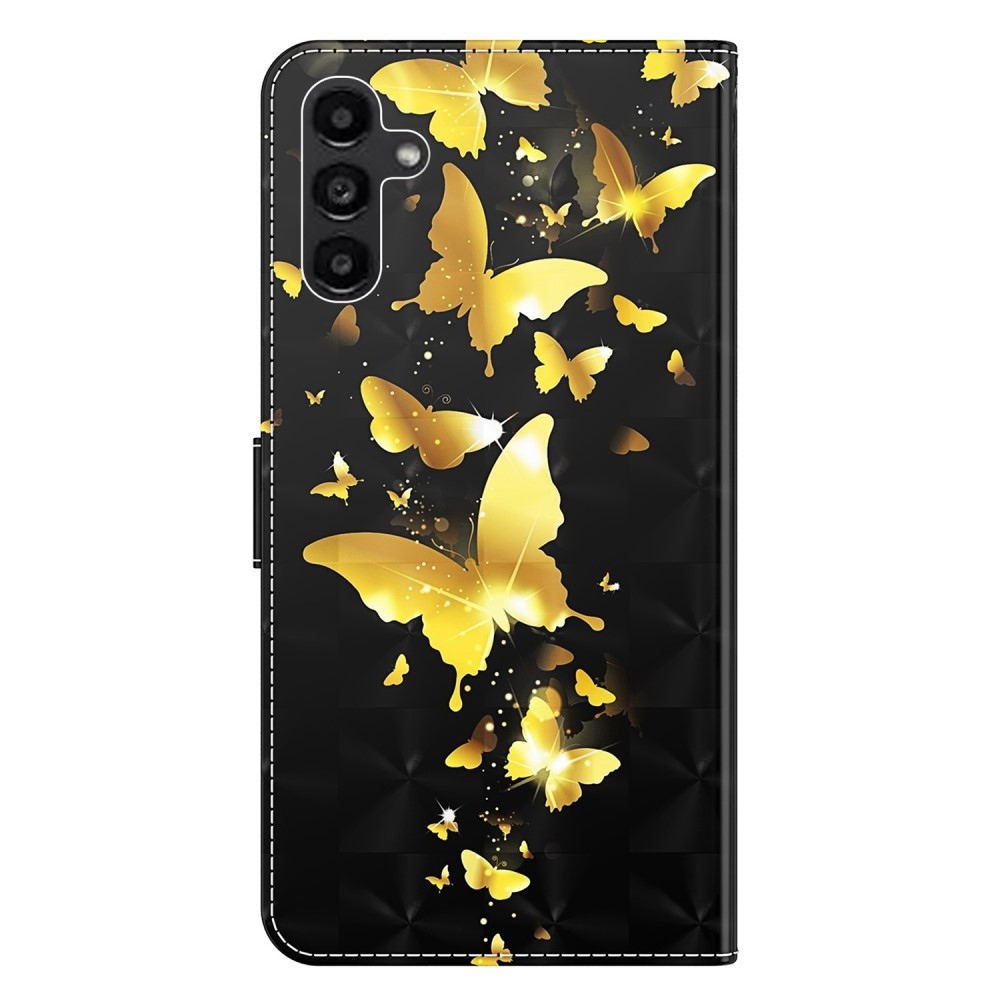 Nyomtatott könyv tok Samsung Galaxy A55 5G - arany pillangókhoz