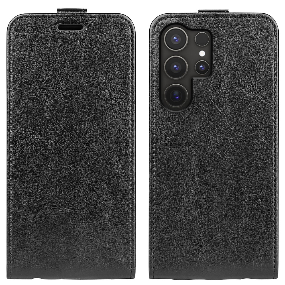Függőleges könyvtáska Samsung Galaxy S25 Ultra készülékhez - fekete