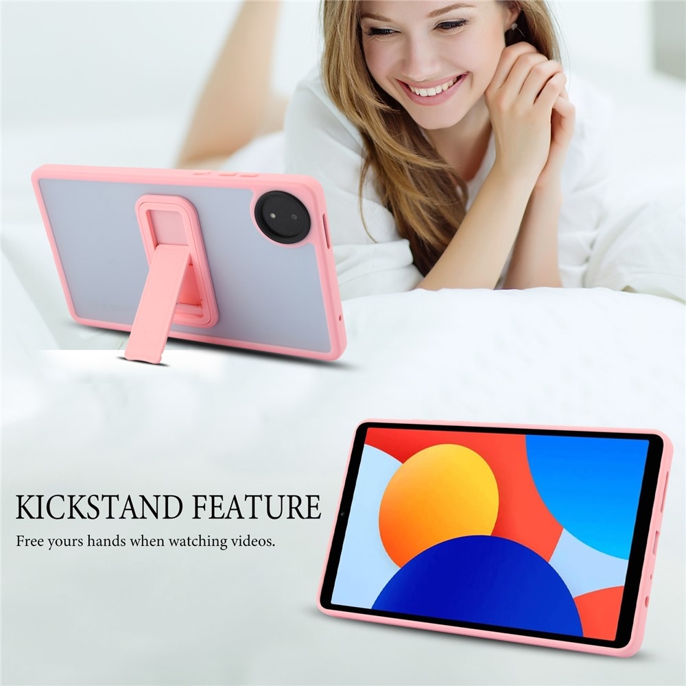 Skiny zselés tok fix hátlappal és flip állvánnyal Xiaomi Redmi Pad SE 8.7-hez - rózsaszínű