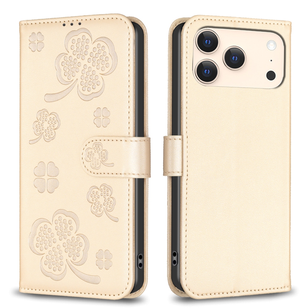 Clover könyv tok iPhone 17 Pro Max készülékhez - arany színben