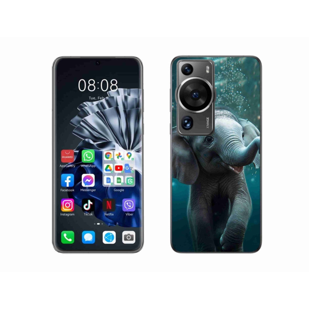 Zselés borítás mmCase a Huawei P60 Pro számára - elefánt a víz alatt