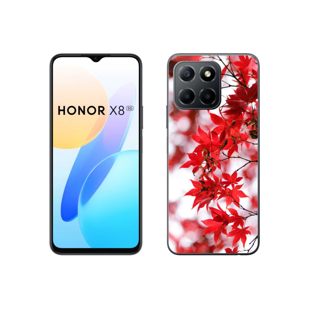 Zselés borítás mmCase a Honor X8 5G/70 Lite 5G készülékhez - piros levelek