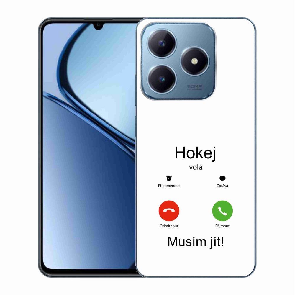 Gél borítás mmCase a Realme C63-on - hoki hívások fehér háttérrel