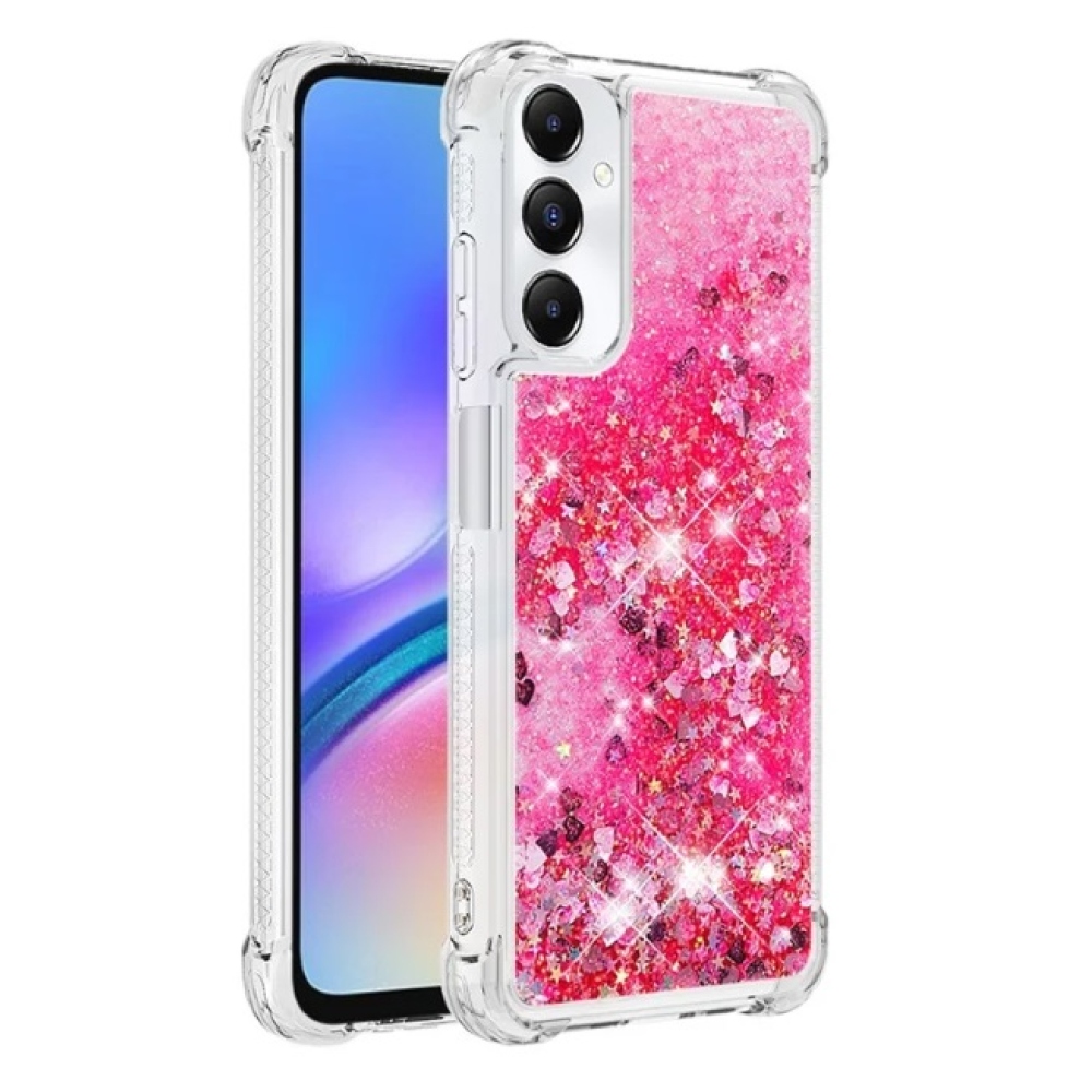 Glitter zselés homokóra tok Samsung Galaxy A05s készülékhez - rózsaszín/szívek