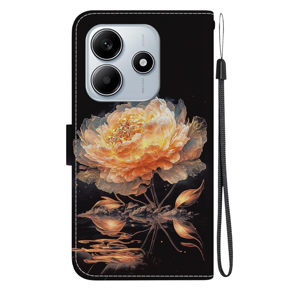 Printern könyv tok Xiaomi Redmi Note 14 5G - arany pünkösdi rózsafa