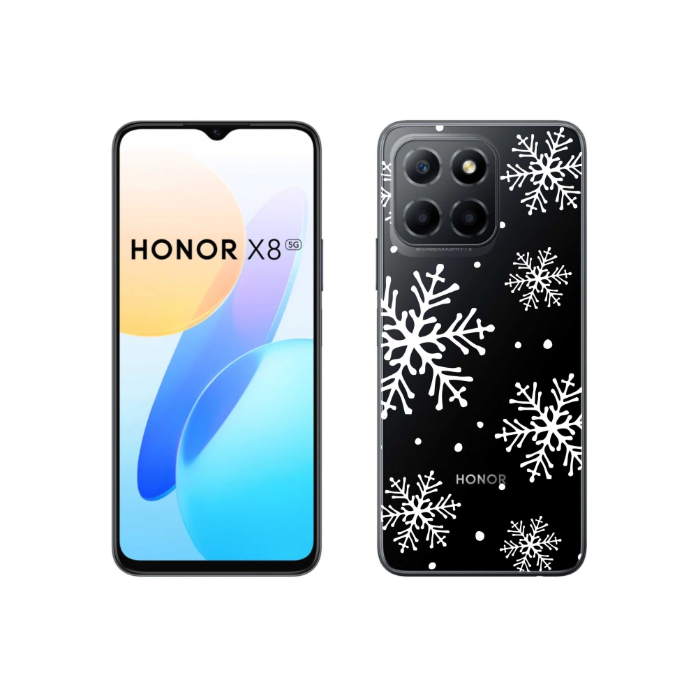 Zselés borítás mmCase a Honor X8 5G/70 Lite 5G készülékhez - fehér pelyhek átlátszó háttéren