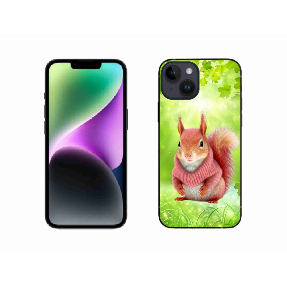 Zselés borítás mmCase iPhone 14 készülékhez - mókus pulóverben