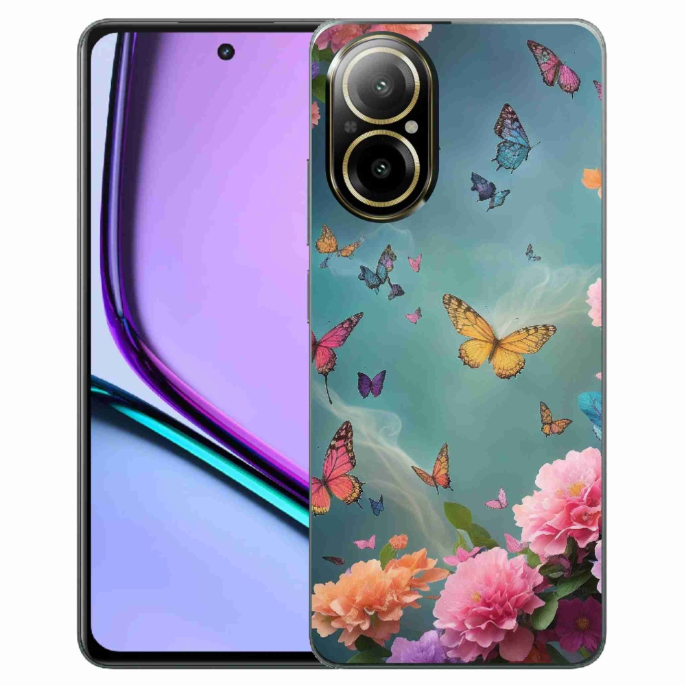 Gél borító mmCase a Realme C67 készülékhez - színes virágok és pillangók