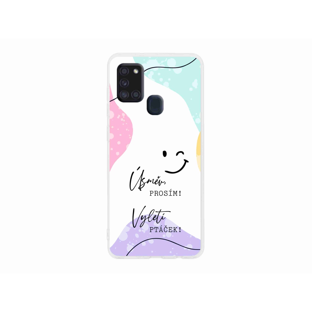 Gél borító mmCase Samsung Galaxy A21s készülékhez - vicces szöveg 4 fehér háttérrel