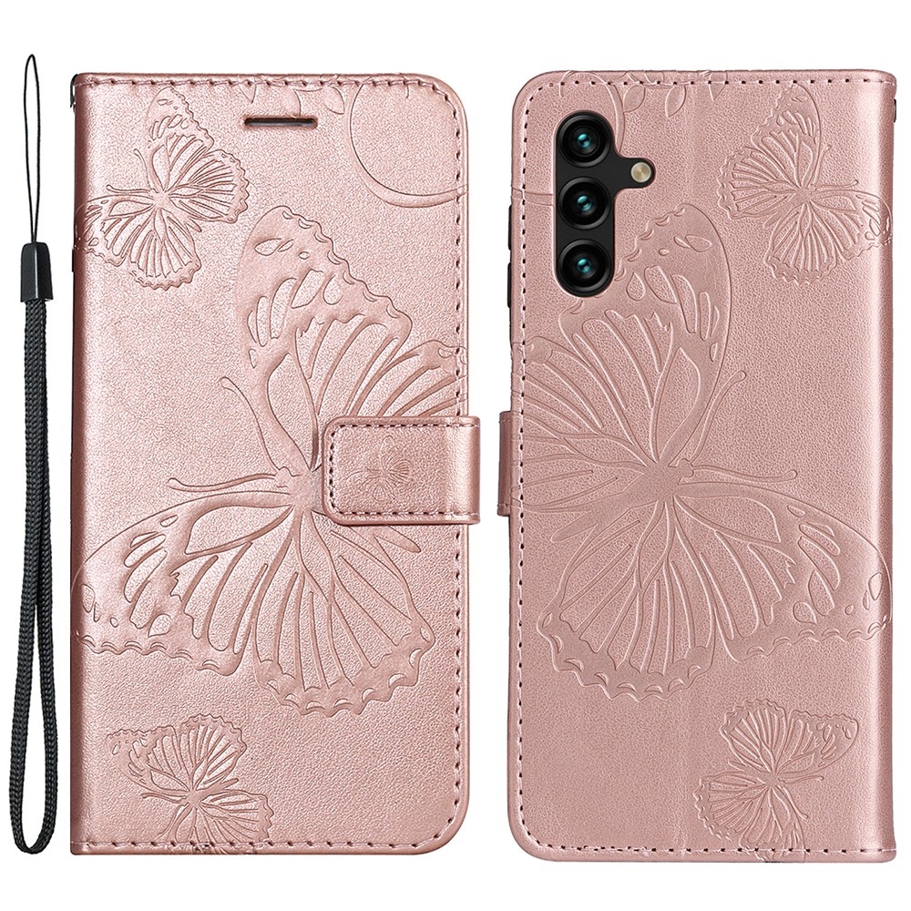 Nagy Buttefly könyv tok Samsung Galaxy A13 5G/A04s készülékhez - rózsaarany színű