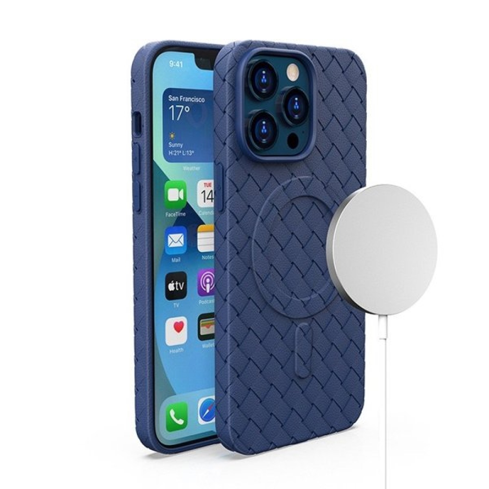 Szövött zselés tok MagSafe-val iPhone 15 készülékhez - sötétkék