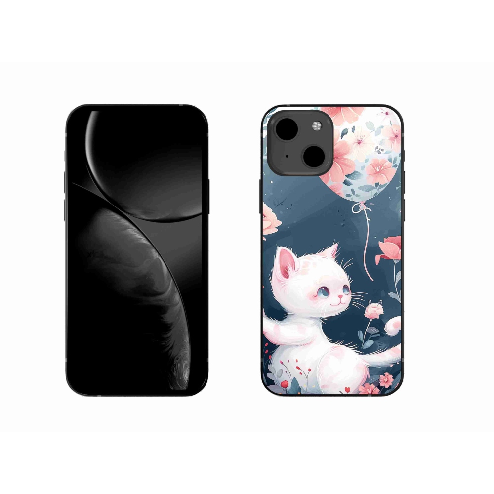 Gél borítás mmCase iPhone 13 készülékhez - cica lufival