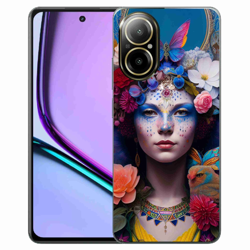 Gél borító mmCase a Realme C67 készülékhez - nő virágokkal