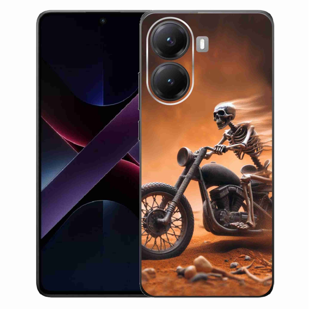 Gél borítás mmCase a Xiaomi Poco X7 Pro 5G számára - csontváz egy motorkerékpáron