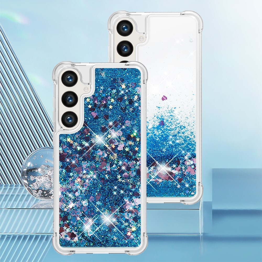 Glitter homokóra zselés tok Samsung Galaxy S24+ - kék/szív