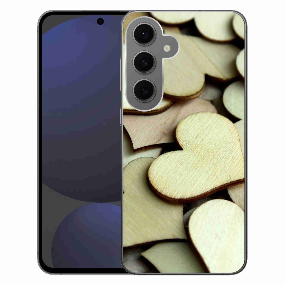 Zselés borítás mmCase Samsung Galaxy S24 FE készülékhez - fából készült szívek