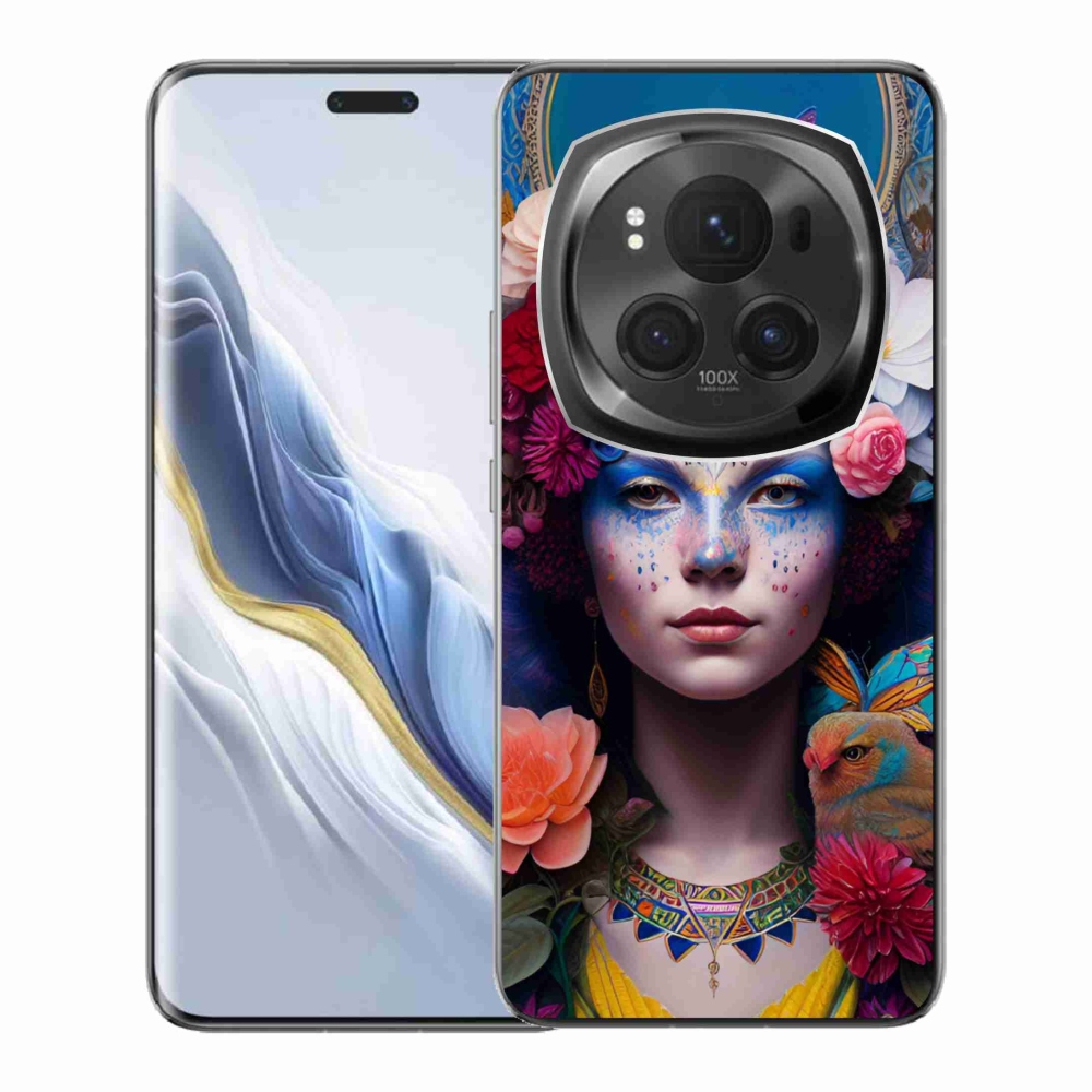 Gél borító mmCase a Honor Magic 6 Pro 5G készülékhez - nő virágokkal