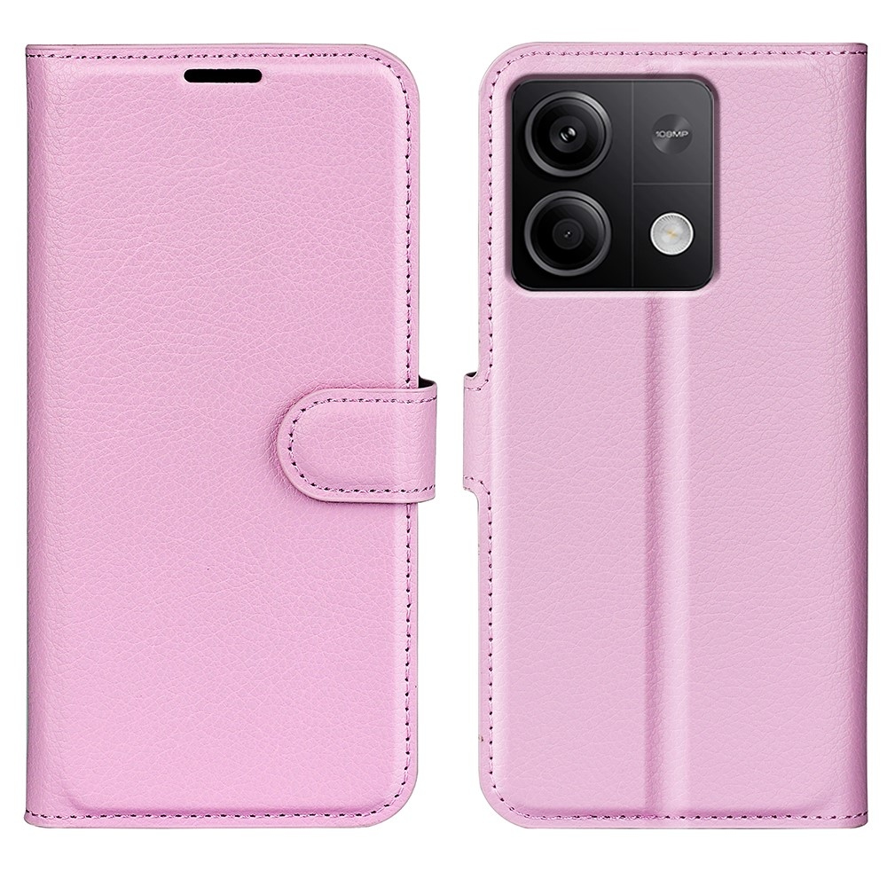 Litchi könyv tok a Xiaomi Redmi Note 13 5G-hez - rózsaszínű