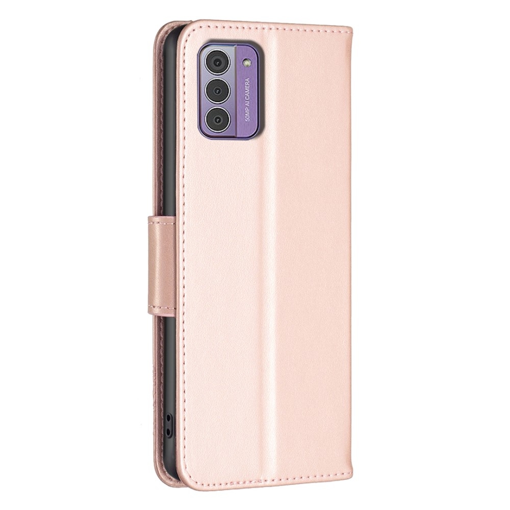 Pillangó könyvtáska Nokia G42 készülékhez - rózsaarany