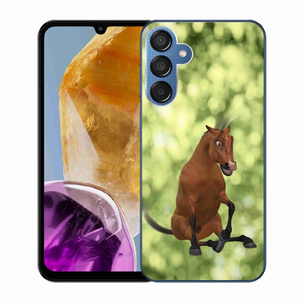 Zselés borítás mmCase Samsung Galaxy M15 5G - barna rajzfilm ló 1