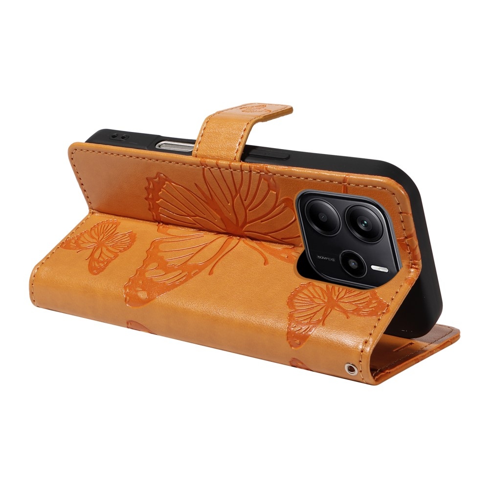 Nagy pillangó könyv tok Xiaomi Redmi Note 14-hez - sárga