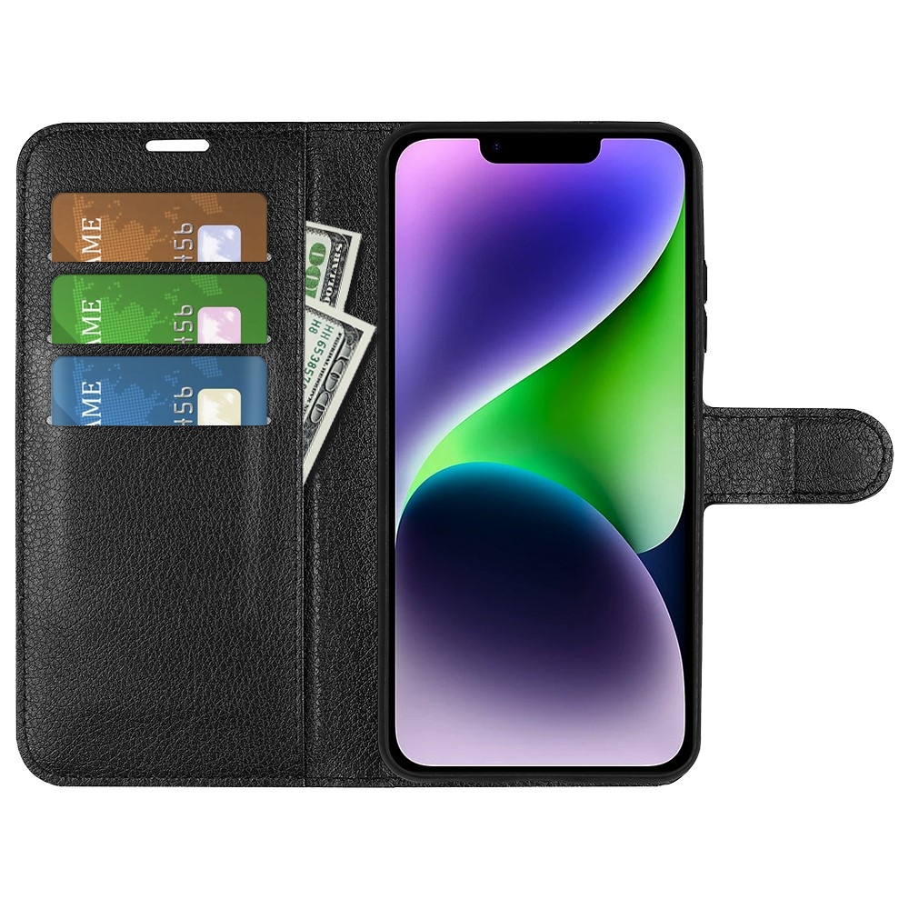 Litchi könyvtáska iPhone 15 készülékhez - fekete