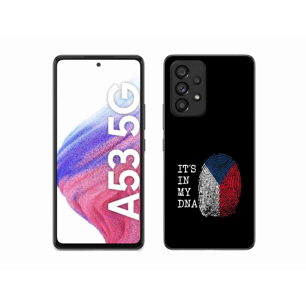 Gél védőhuzat mmCase Samsung Galaxy A53 5G - zászlós ujjlenyomat fekete háttérrel