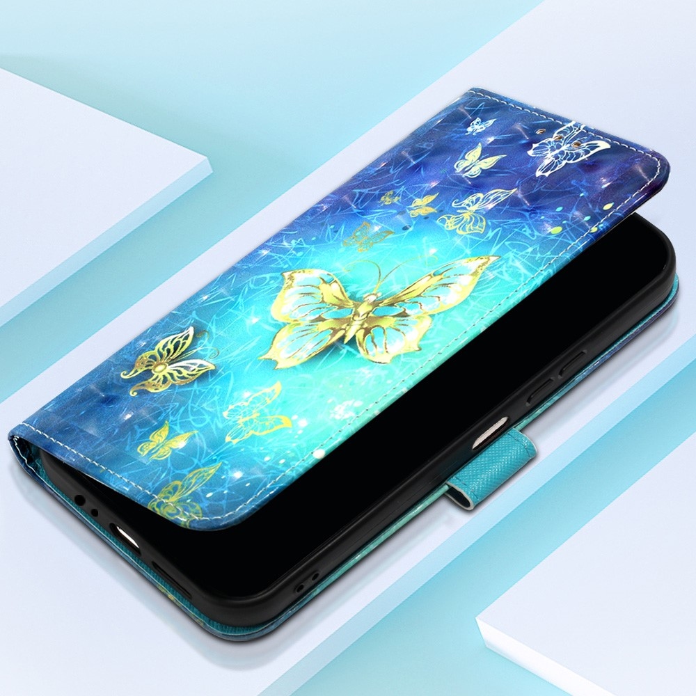Patte könyv tok Samsung Galaxy A24 készülékhez - kék és arany pillangók