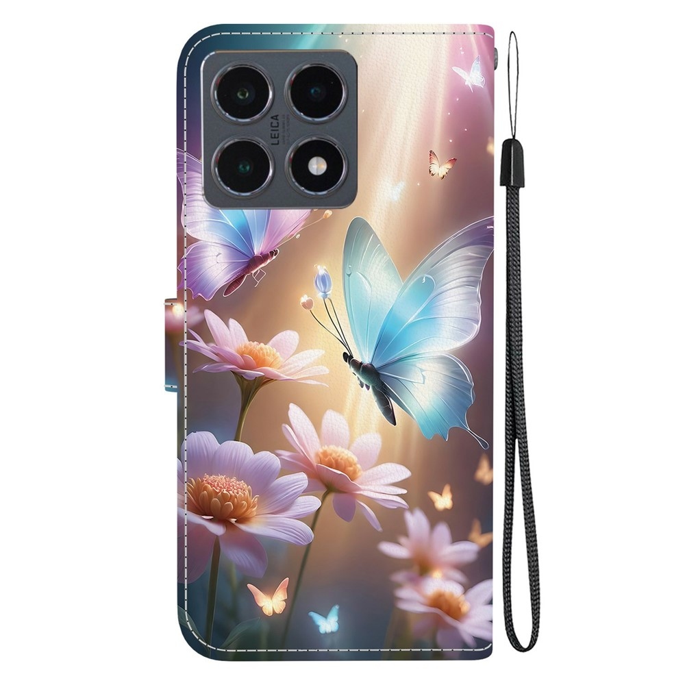 Sokoldalú könyv tok Xiaomi 15T-hez - pillangók és százszorszépek