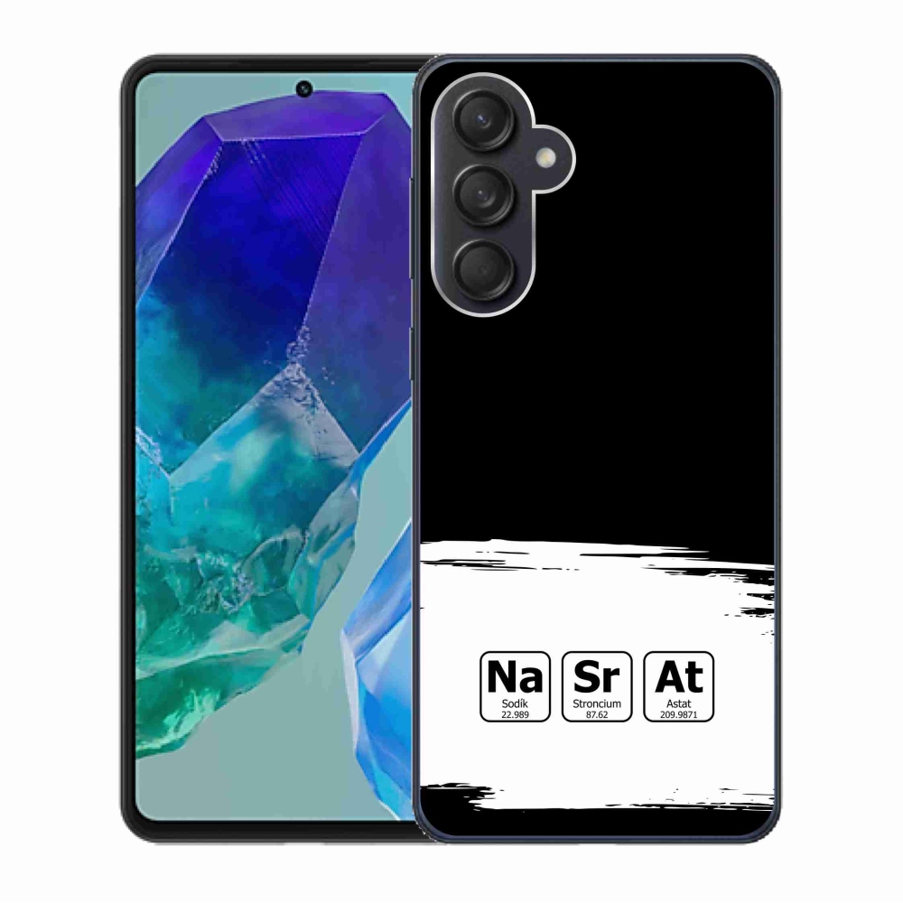 Gél borítás mmCase Samsung Galaxy M55 5G - kémiai elemek fehér és fekete háttérrel