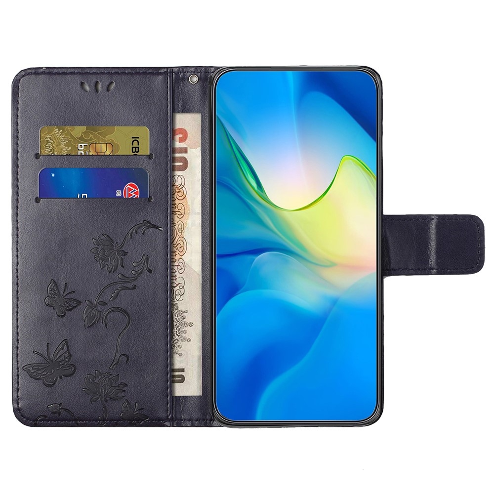 Virágos könyvtáska Xiaomi Redmi Note 14 Pro 5G/Poco X7 5G/Note 14 Pro+ 5G - sötétlila