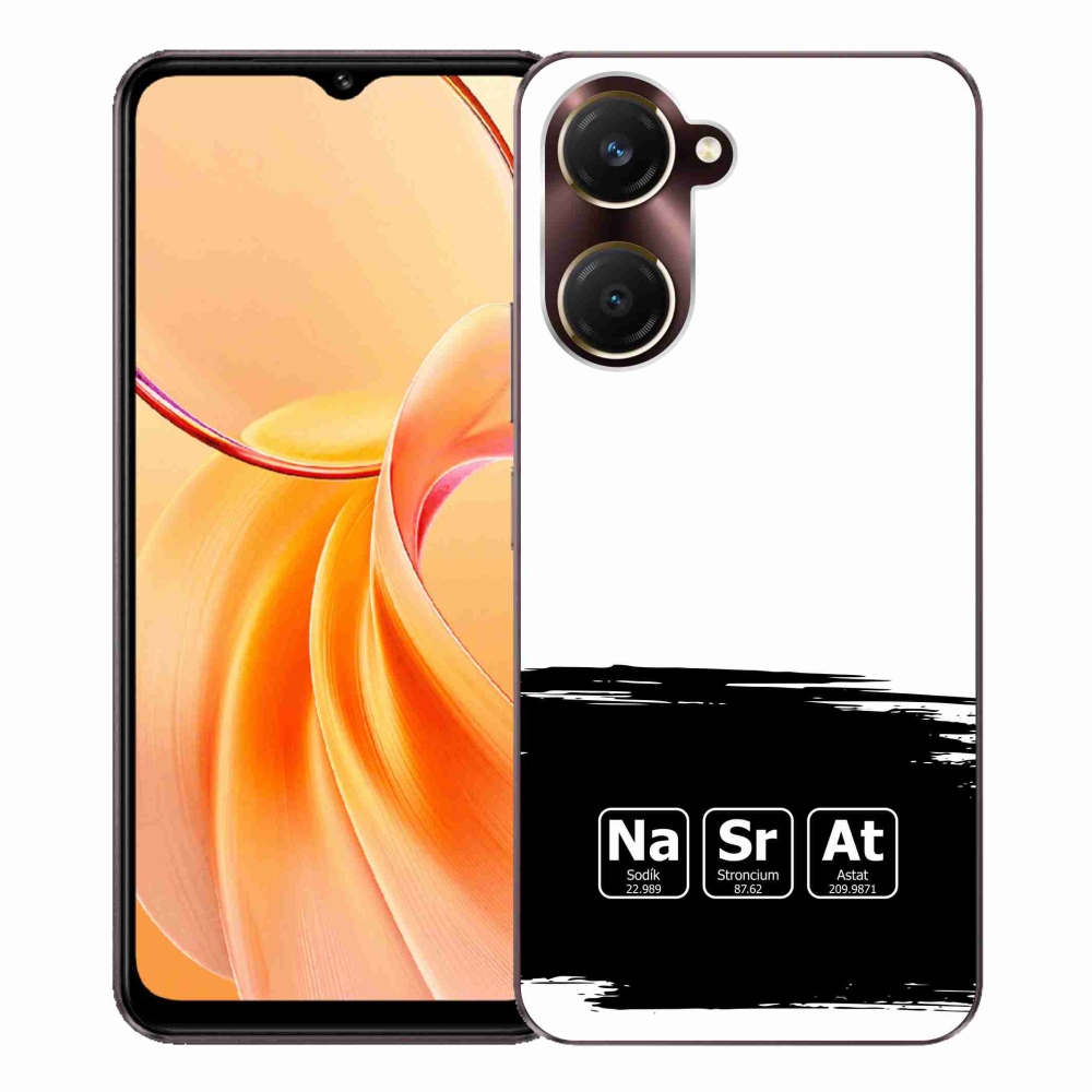 Gél borítás mmCase a Vivo Y28s 5G-n - kémiai elemek fekete és fehér háttérrel