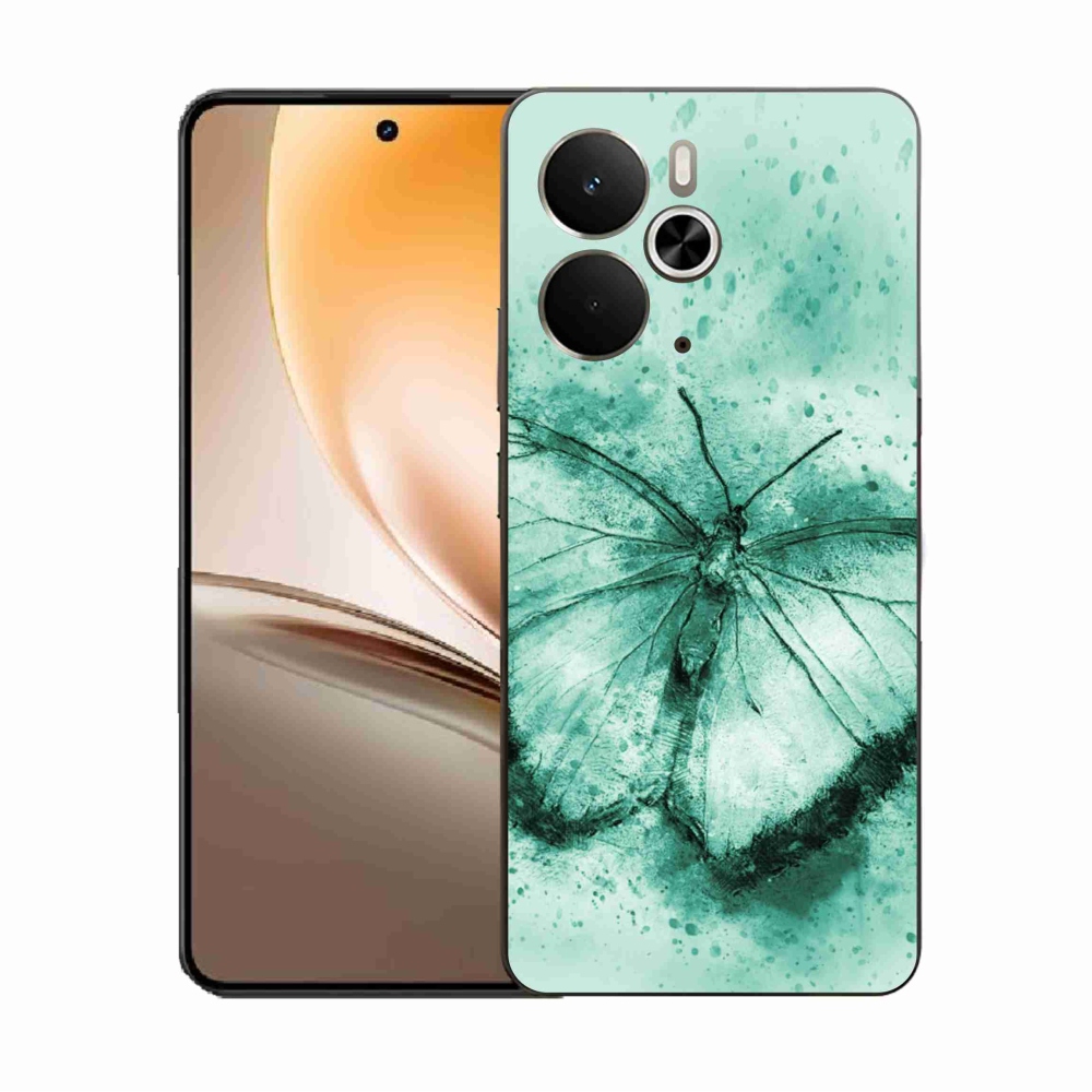 Zselés borítás mmCase a Realme 14 5G készülékhez - zöld pillangó