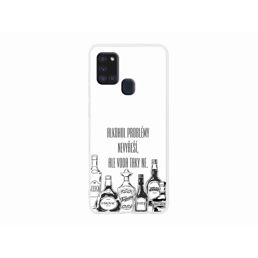 Gél borító mmCase Samsung Galaxy A21s készülékhez - vicces szöveges fehér háttér