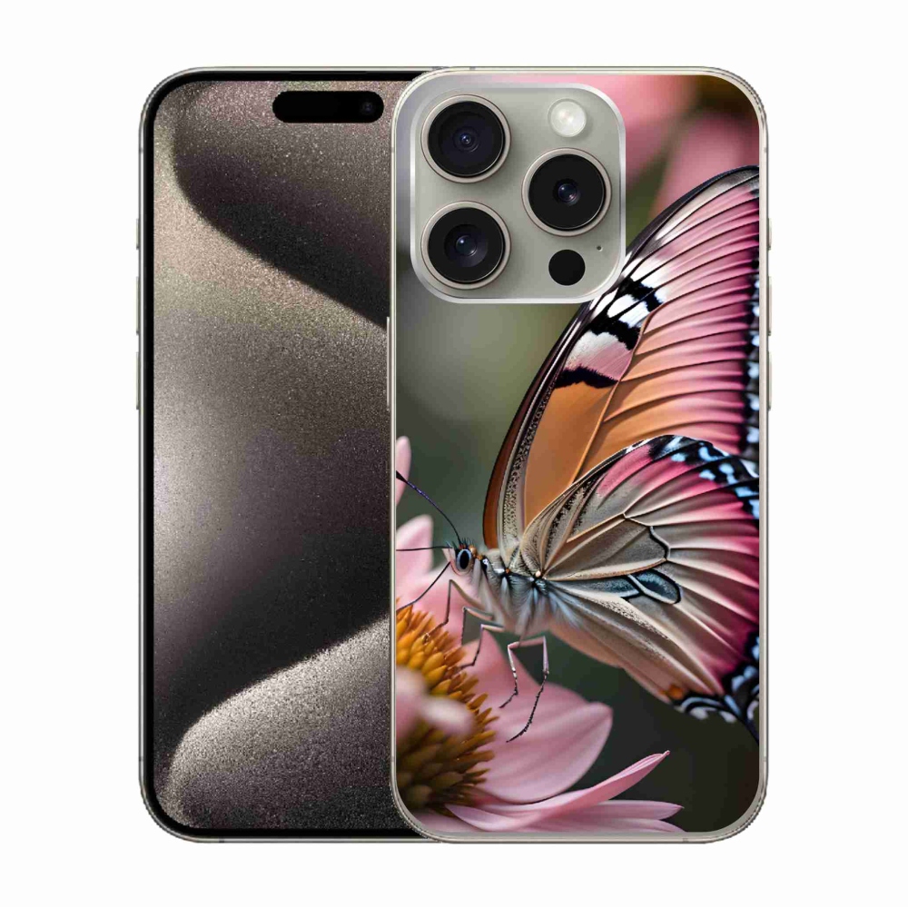Zselés borítás mmCase iPhone 15 Pro készülékhez - színes pillangó