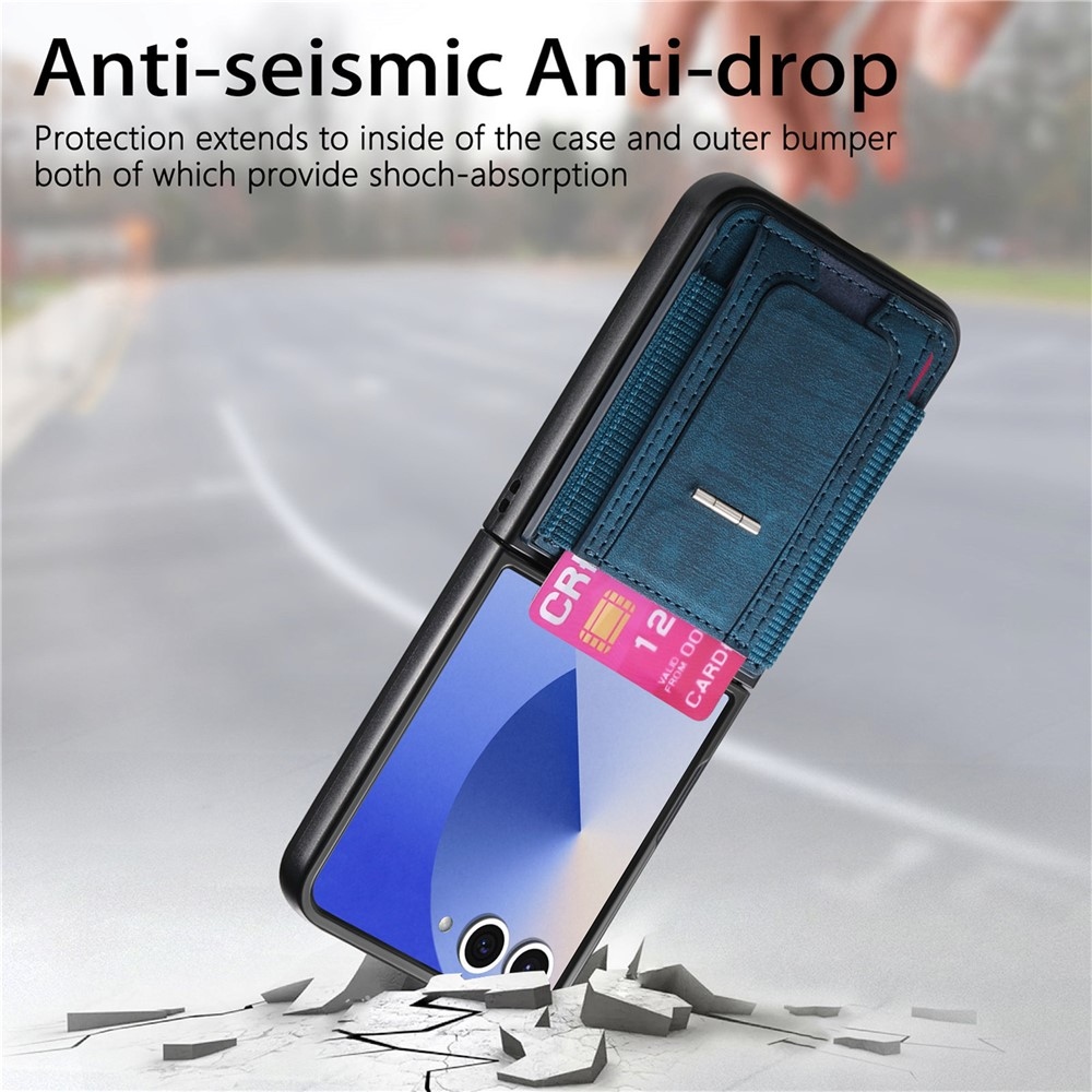 Luxus műanyag borítás műbőrrel Samsung Galaxy Z Flip7 5G - kék