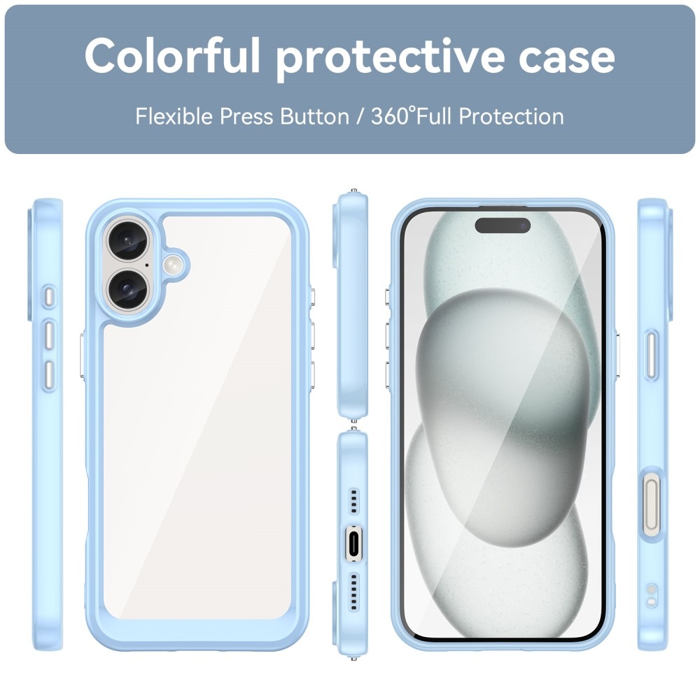Gél tok fix hátlappal iPhone 16 készülékhez - kék