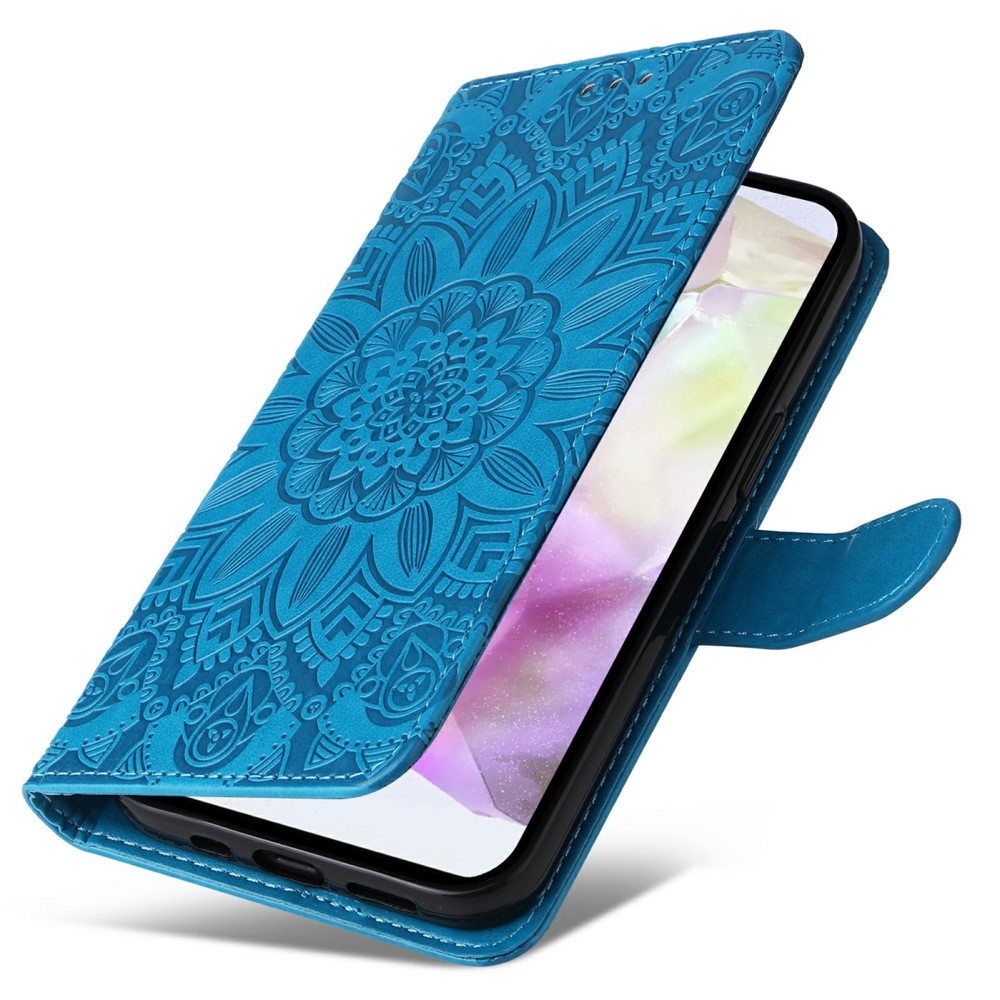 Napraforgó könyv tok a Xiaomi Poco X7 Pro 5G számára - kék