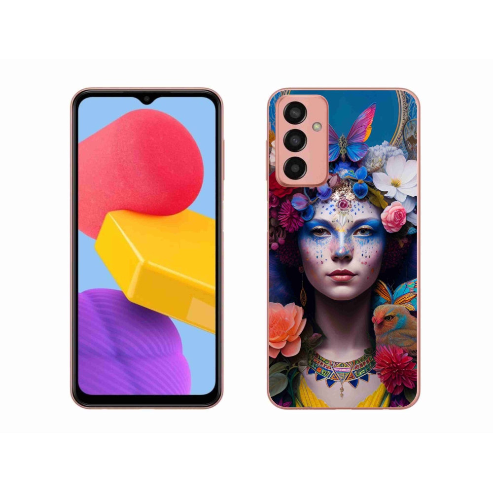 Gél borító mmCase Samsung Galaxy M13 készülékhez - nő virágokkal