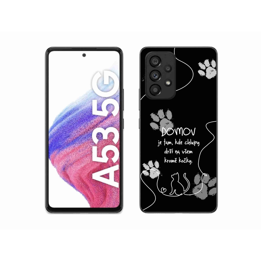 Gél borítás mmCase Samsung Galaxy A53 5G - macska motívum fekete háttérrel